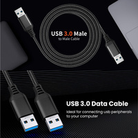 Cable USB 3.0 Macho a Macho de Nailon y Metal, 5Gbps, Sincronización de Datos Super Rápida, Carga, Ecológico, para Laptop, PC, HDD, Impresora, Escáner, Cámara