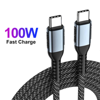 Câble de charge USB C vers USB C 100W 5A, câble de charge rapide de type C tressé en nylon, câble de données