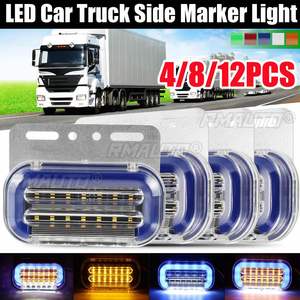 12 pièces Feux de position latéraux LED 24V pour voiture et camion, feux de signalisation externes, feux arrière d'avertissement pour remorque, camion, bus, bateau - Product Image 1