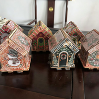 Kit de Peinture Diamant DIY Maison en Bois de Noël, Ensemble Artisanat Maison de Pain d'Épices 3D pour Décoration de Noël et Cadeau