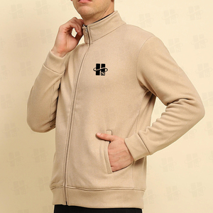 Sweat-shirt zippé pour homme de haute qualité, coupe classique, en polaire, décontracté, uni, avec logo brodé personnalisé, fermeture éclair intégrale, vente en gros - Product Image 2
