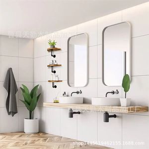 Étagère murale ovale en bois et fer forgé, support pour pot de fleurs, décoration intérieure, porte-bougie - Product Image 1