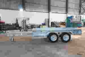 Remorque à essieux tandem galvanisée de 3500 kg, homologuée 10x5, avec frein électrique, cage en treillis et rampe - Product Image 3