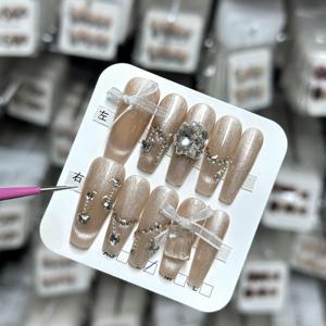 Hecho a mano acrílico francés ataúd elegante <span class=keywords><strong>uñas</strong></span> postizas <span class=keywords><strong>uñas</strong></span> artificiales <span class=keywords><strong>diseño</strong></span> a presión hecho a mano suministro de <span class=keywords><strong>uñas</strong></span> a presión - Product Image 2