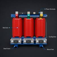 Transformador de Tipo Seco Wanbo-389 de 500 kVA, 10 kV, Cobre, Trifásico, Refrigerado por Aire, para Uso en Interiores, Bajo Ruido, para Centros de Datos y Hospitales