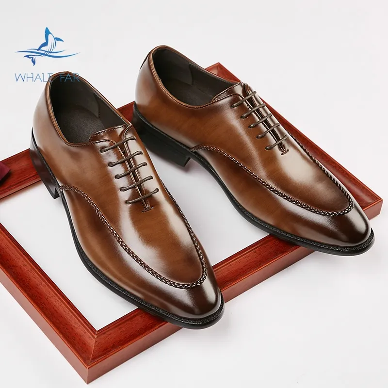 Chaussures habillées de luxe de Style britannique pour hommes, chaussures à enfiler en cuir oxford pour hommes, chaussures de bureau de grande taille, livraison directe