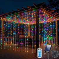 Guirlandes solaires d'extérieur TSINYE, multicolores, effet cascade, minuterie, télécommande, marche/arrêt automatique, pour toit, pergola, jardin