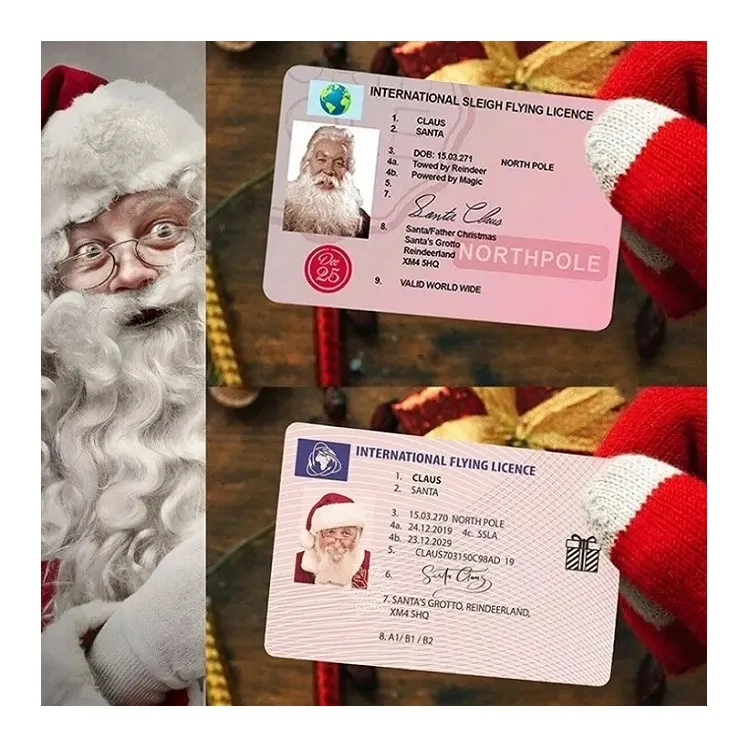 Noel ağacı dekorasyon malzemeleri çocuklar için hediyeler çocuklar noel arifesi sürücü belgesi noel baba uçuş lisansı
