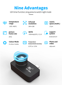กล้องถ่ายภาพความร้อนอินฟราเรด HTi HT301 ขนาด 13 มม. ความถี่ 25Hz ความละเอียด 384x288 ความไวต่อความร้อน 60mk สำหรับสมาร์ทโฟนแบบ Type-C ขนาด 0.39 นิ้ว - Product Image 2