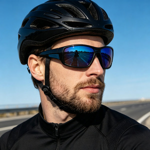 Men's Sports Sunglasses <b>Black</b> PC <b>Frame</b> UV400 Wrap Style Outdoor Cycling Glasses Type 3 Sunshades - Product Image 1