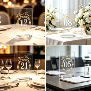 Custom <b>Acrylic</b> <b>Table</b> Number <b>Signs</b> with Stand Clear Arch Wedding <b>Table</b> Numbers Restaurant Reserved <b>Table</b> <b>Signs</b> - Product Image 3