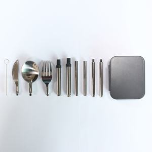 Plegable al aire libre de bolsillo plegable Ss304 Tornillo Paja Vajilla Cubiertos Juego de cubiertos - Product Image 3