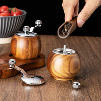 Ensemble de moulins à poivre en bois à manivelle, moulin à sel et épices multifonctionnel avec noyau en céramique, mini outil de cuisine
