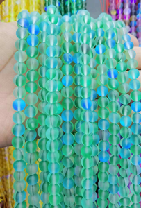 Exquisite Matte Mermaid Mystic <strong>Aura</strong> Quartz Round Crystal Glass <strong>Beads</strong> and Frosted Moonstone <strong>Beads</strong> Collection for Bracelets - Product Image 5