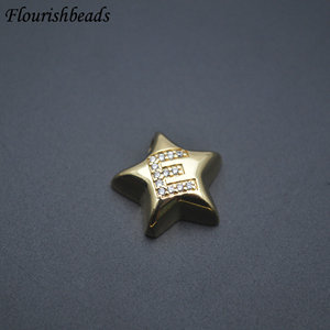 Metallo ottone a forma di stella CZ pavimentato 26 ventisei lettere distanziatore perline all'ingrosso - Product Image 4