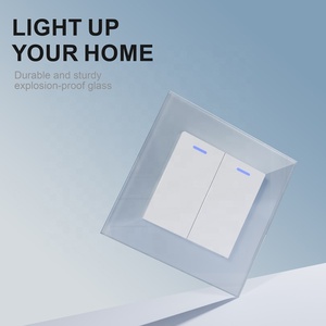 Tempered Glass Khung ánh sáng điện Thiết bị chuyển mạch thiết kế màu đen 2 gang một cách hai cách kiểm soát ánh sáng chuyển đổi với LED chỉ số - Product Image 2