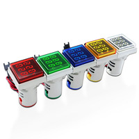 Voltmeter Digital LED kotak AC50V-5, Ammeter 22mm LED ganda tegangan dan pengukur arus
