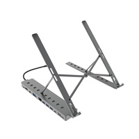 Station d'accueil personnalisée, portable, pliable, réglable en hauteur, avec plusieurs ports de données, support pour ordinateur portable en alliage d'aluminium pour les réunions