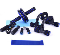 ZJFIT Ensemble de fitness à domicile : Roue abdominale, Support de pompes en mousse, Corde à sauter, Poignée de musculation, Bande de résistance – ABS+Acier+Mousse – Unisexe – Logo personnalisé