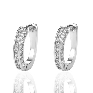 Orecchini a polsino a forma di U con zirconi geometrici per donna, gioielli per l'orecchio alla moda e scintillanti - Product Image 6