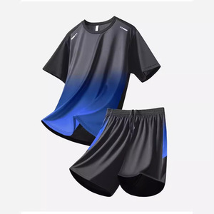 Conjunto Deportivo Unisex de 2 Piezas, Resistente al Viento, de Secado Rápido, Camiseta de Manga Corta con Malla, Pantalones Cortos con Cintura Elástica y Cordón Ajustable, Ligero - Product Image 2