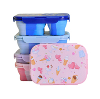 Boîte à lunch Portable en Silicone pour enfants avec ensemble de bouteilles d'eau conteneur de stockage de nourriture pliable boîte à lunch Bento pour enfants