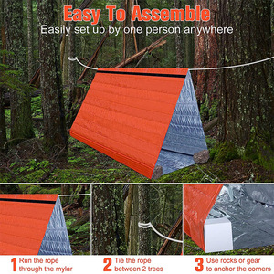 Tente de survie ultralégère pour 2 personnes, tente tubulaire, abri d'urgence étanche, bâche de survie coupe-vent - Product Image 6
