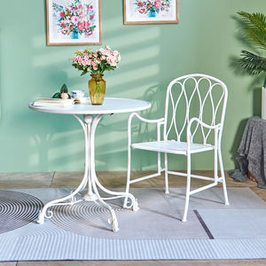 Vintage Modern Farmhouse Indoor Outdoor Metal <b>Industry</b> Furniture Durable Easy Assembly Decorative White Dining Coffee <b>Table</b> - Product Image 1