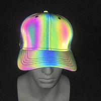 Casquette de baseball lumineuse en PVC coloré pour le commerce transfrontalier, style hip-hop européen et américain, unisexe, avec visière arc-en-ciel lumineuse