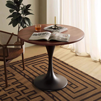 Table basse de salon moderne, petite table ronde design tulipe, table d'angle durable avec structure en acier carbone, meubles de salon