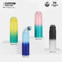 Bouteille d'eau isotherme personnalisée Tech Vacuum, très vendue, non toxique, réutilisable, coffret cadeau d'entreprise, 500 ml, acier inoxydable, 6-12