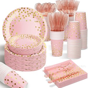 For Party Paper Plates Direct Manufacturer Hot-selling Polka Dot Gold-embossed <b>White</b> Background Disposable Tableware Parties - Product Image 2