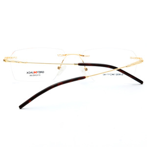 Lunettes sans monture gris-noir pour hommes, monture optique en métal, visage carré, largeur moyenne, verres Plano, modèle SF9002 - Product Image 1