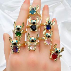 JML all'ingrosso accessori per bambini coniglio animale colorato amore zircone anello 14K placcato oro gioielli anelli cuore per bambini - Product Image 5