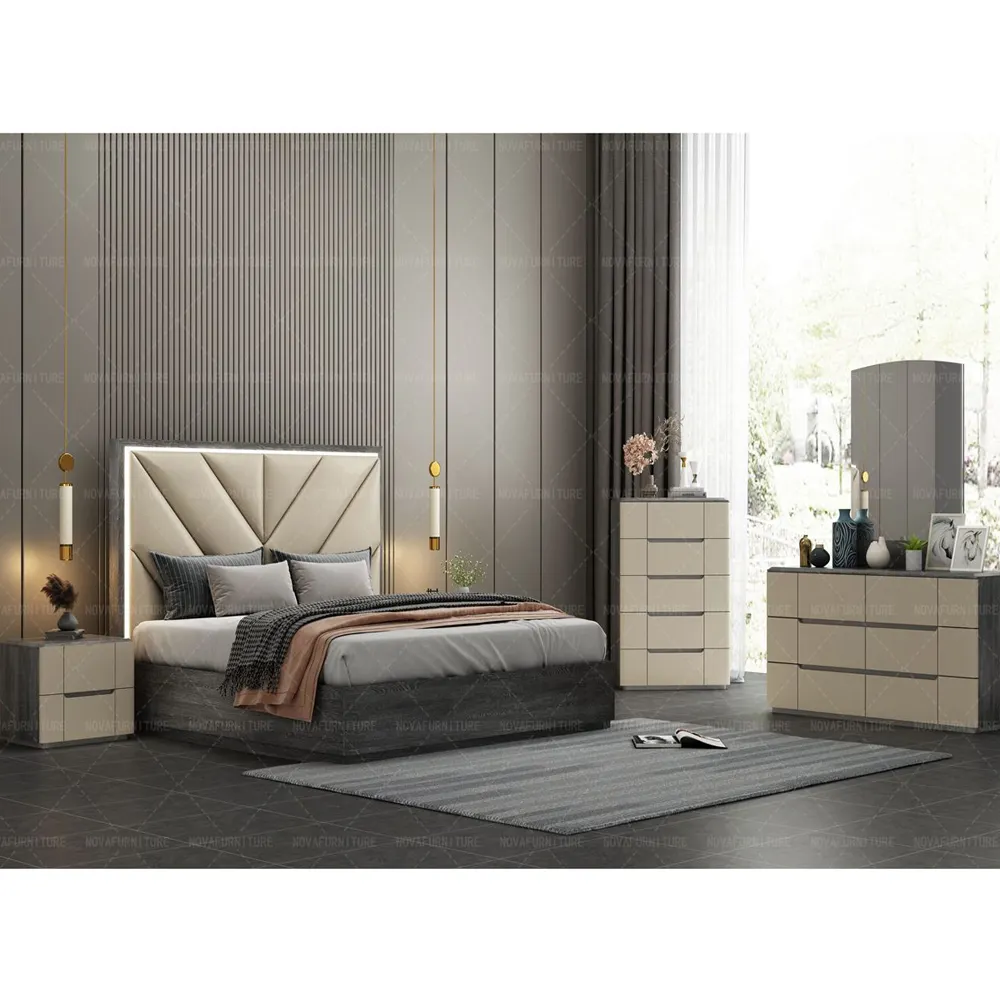 Set di mobili per camera da letto in legno NOVA letto King Size di lusso classico Hotel moderno Set di camere da letto per adulti per Villa