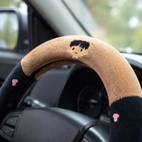 Housse de volant en peluche mignonne et douce, accessoire de voiture moelleux, visage de dessin animé, cœurs, peluche personnalisée, fabricant OEM ODM
