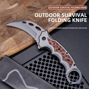 Couteau pliant en acier inoxydable de qualité industrielle FOX, haute dureté, pour le camping, manche en bois OEM, longueur totale 20,3 cm, épaisseur 3 mm - Product Image 2