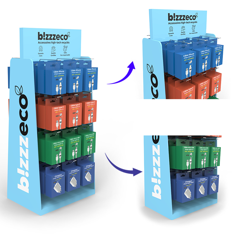 Modern Floor Standing Custom Cardboard Display Rack with Recyclable Design for & Easy Assembly for Retail Stores — view 3