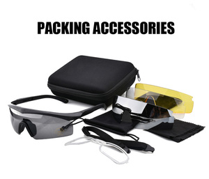 Lunettes tactiques 4 lentilles interchangeables, lunettes de sécurité tactiques lunettes de sport de plein air lunettes de tir - Product Image 6