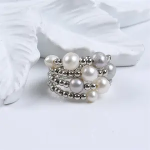 Bagues à perles en plastique, ajustables, vente en gros, 50 pièces