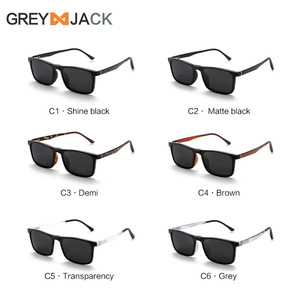 Lunettes de soleil Greyjack à monture carrée en TR90, unisexes, avec verres magnétiques interchangeables, polarisées, protection UV - Product Image 1