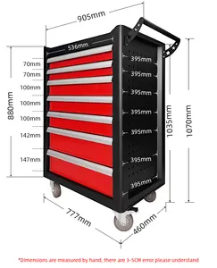 Gabinete de herramientas de metal OEM con 7 cajones, acero resistente, aluminio y hierro, soporte ODM personalizable para uso en fábrica