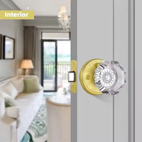 Serrure de porte en fer sphérique silencieuse de haute qualité, dorée, à clé, avec poignée en cristal poli, antivol, durable et luxueuse