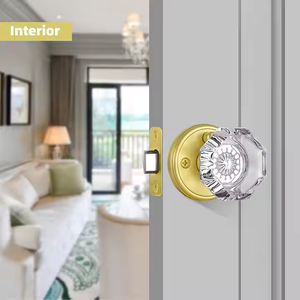 Luxury Durable Anti-Theft Polished <strong>Crystal</strong> Handle Key Operated High Quality <strong>Gold</strong> Spherical Silent Iron Door Lock - Product Image 3