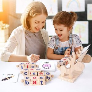 Juego Educativo para Niños en Edad Preescolar, Bloques de Madera de Pino Natural para Formar Letras, con Tarjetas Educativas, Gran Venta - Product Image 5