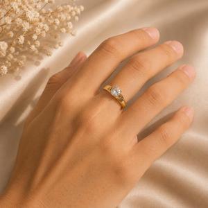 10KT Yellow Gold Round Solitaire Diamond <b>Ring</b> Wide Tapered Band <b>Men</b> Engagement <b>Ring</b> Modern Signet Fine Jewelry Gift - Product Image 2