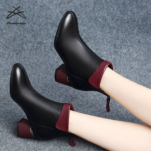 Stivali Invernali da <span class=keywords><strong>Donna</strong></span> con Tacco Alto, Scarpe da Lavoro, <span class=keywords><strong>Stivaletti</strong></span> alla Caviglia per l'Autunno - Product Image 3