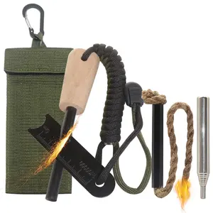 Pocket Camping Tool Waxed Jute Rope Tinder Emergency Fire Making Kit for Survival Bushcraft
