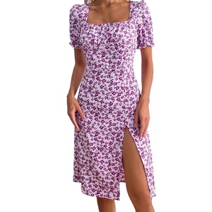 Vestido Casual Midi de Manga Corta con Estampado Floral Fresco, Ecológico, de Alta Calidad, Personalizado al por Mayor OEM/ODM - Product Image 1