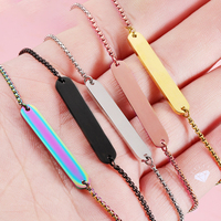 Bracelet ajustable en acier inoxydable avec pendentif barre vierge à graver, idéal pour le dropshipping, la fabrication de bijoux et comme cadeau DIY pour amis